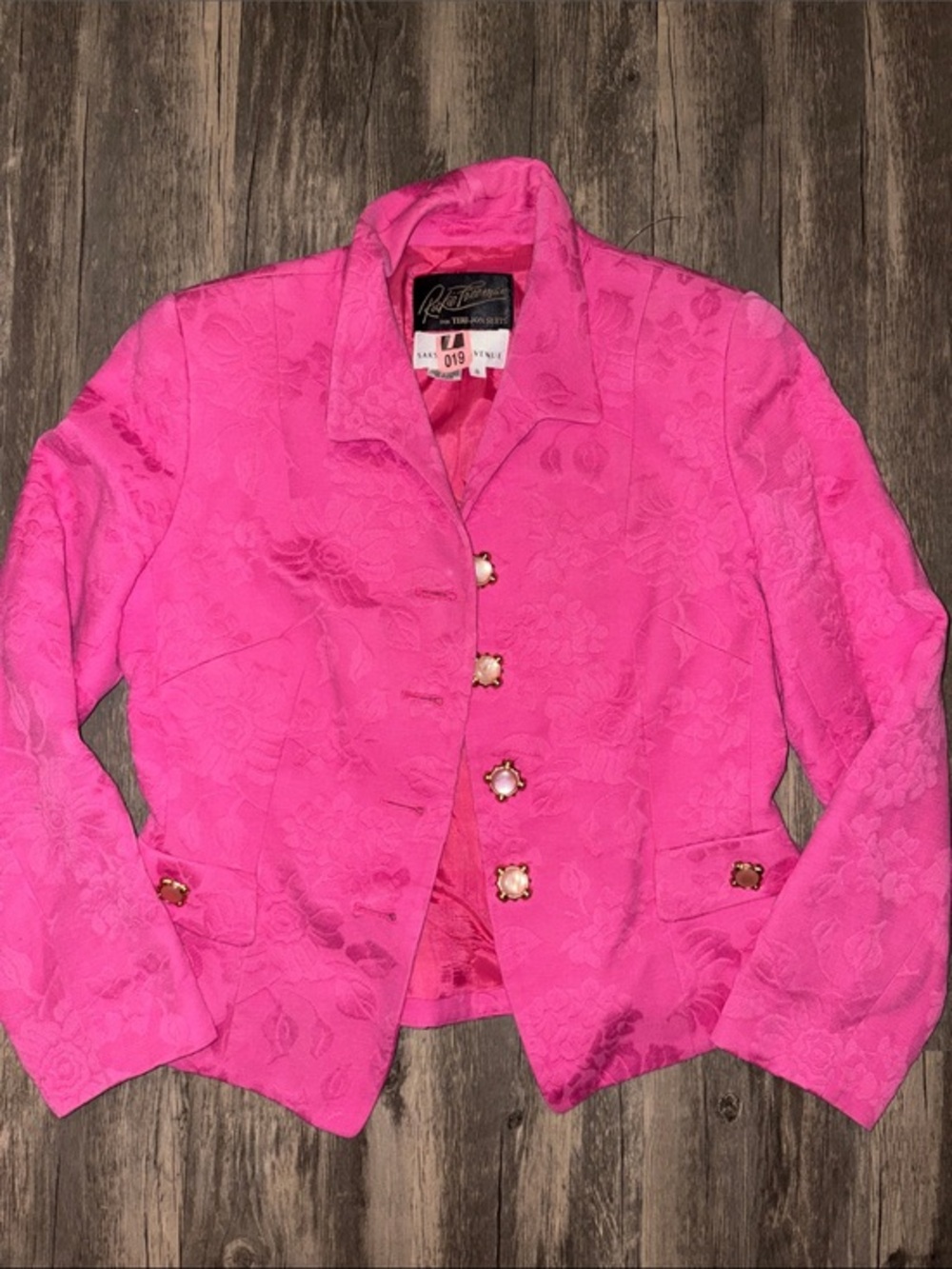 90s Vintage saks 5th ave - Rickie Freeman for Teri John pink blazer - size 8